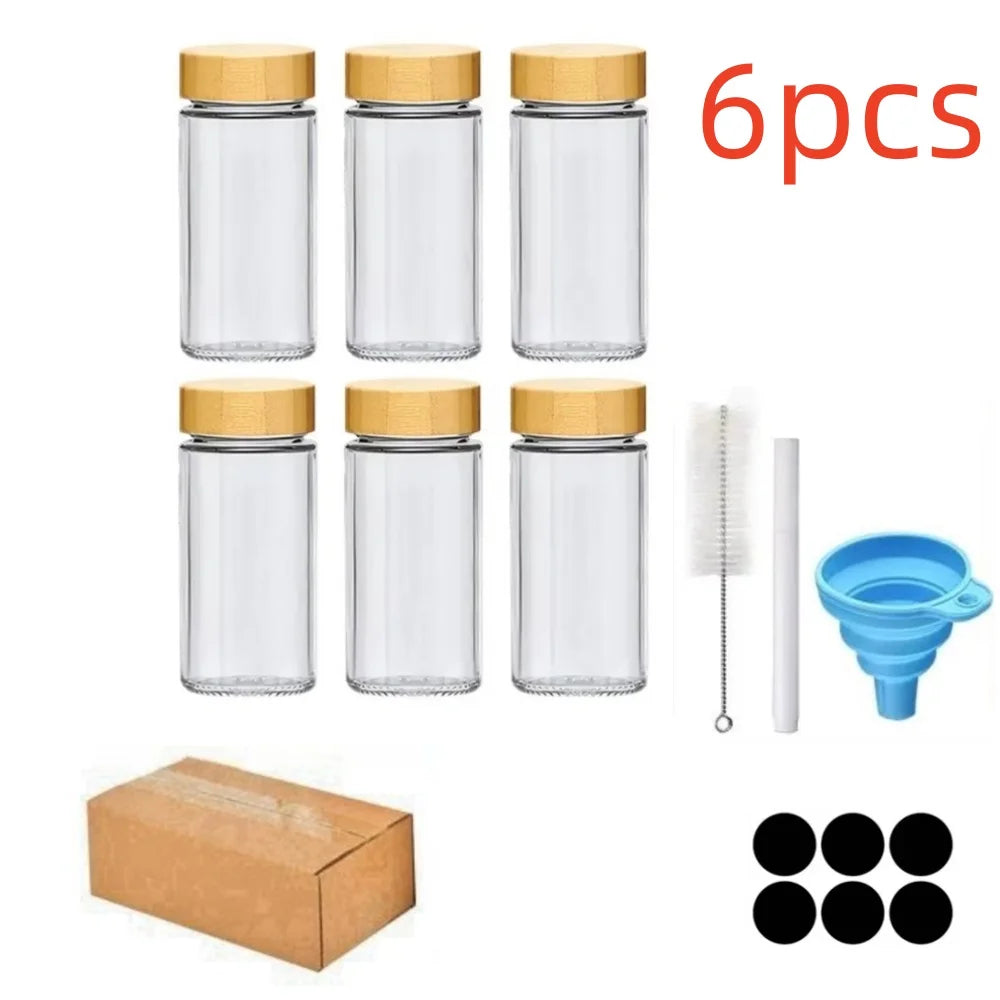Glass Spice Jars with Bamboo Lids