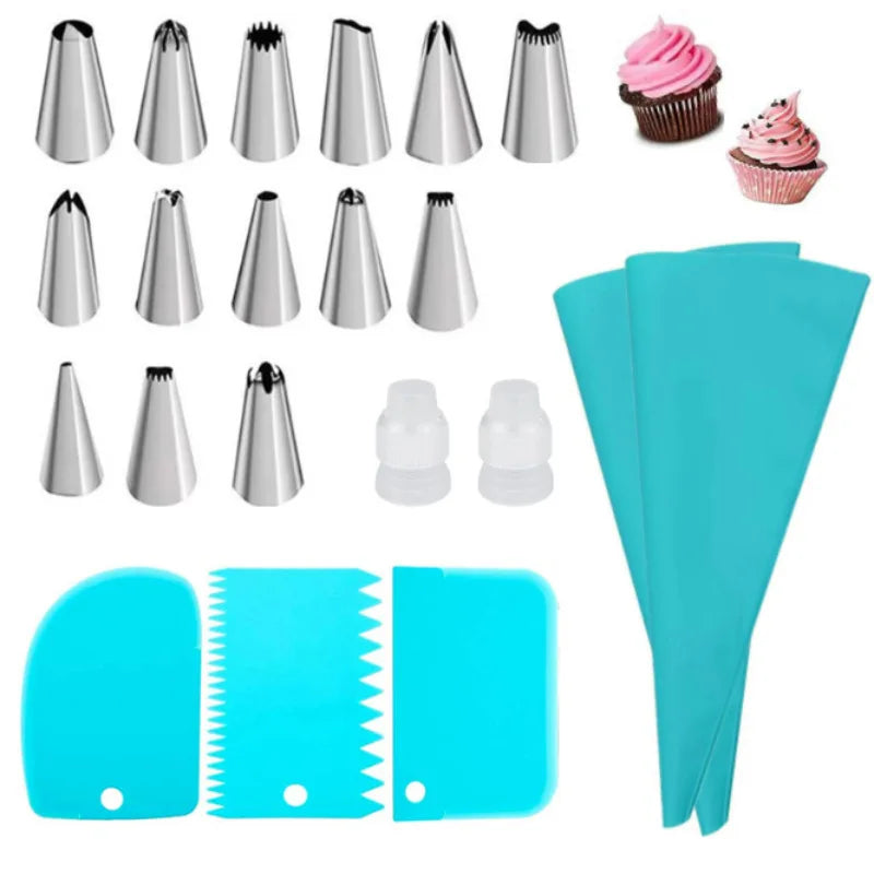 Silicone Piping Bags & Tips Set