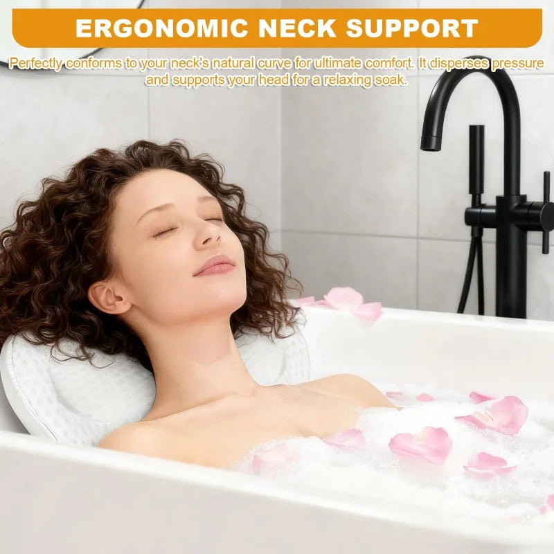 Non-Slip Bath Pillow with Suction Cups