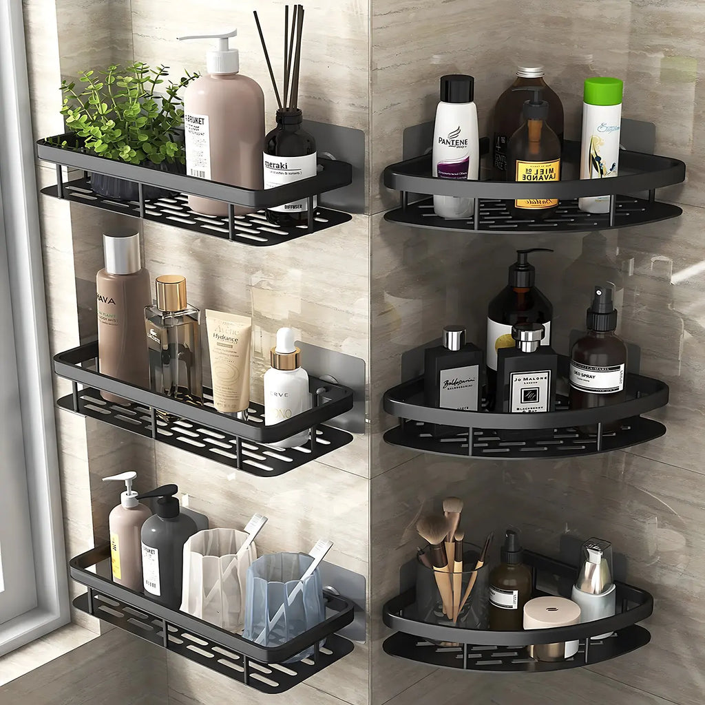 Wall-Mounted Shower Shelf & Towel Bar
