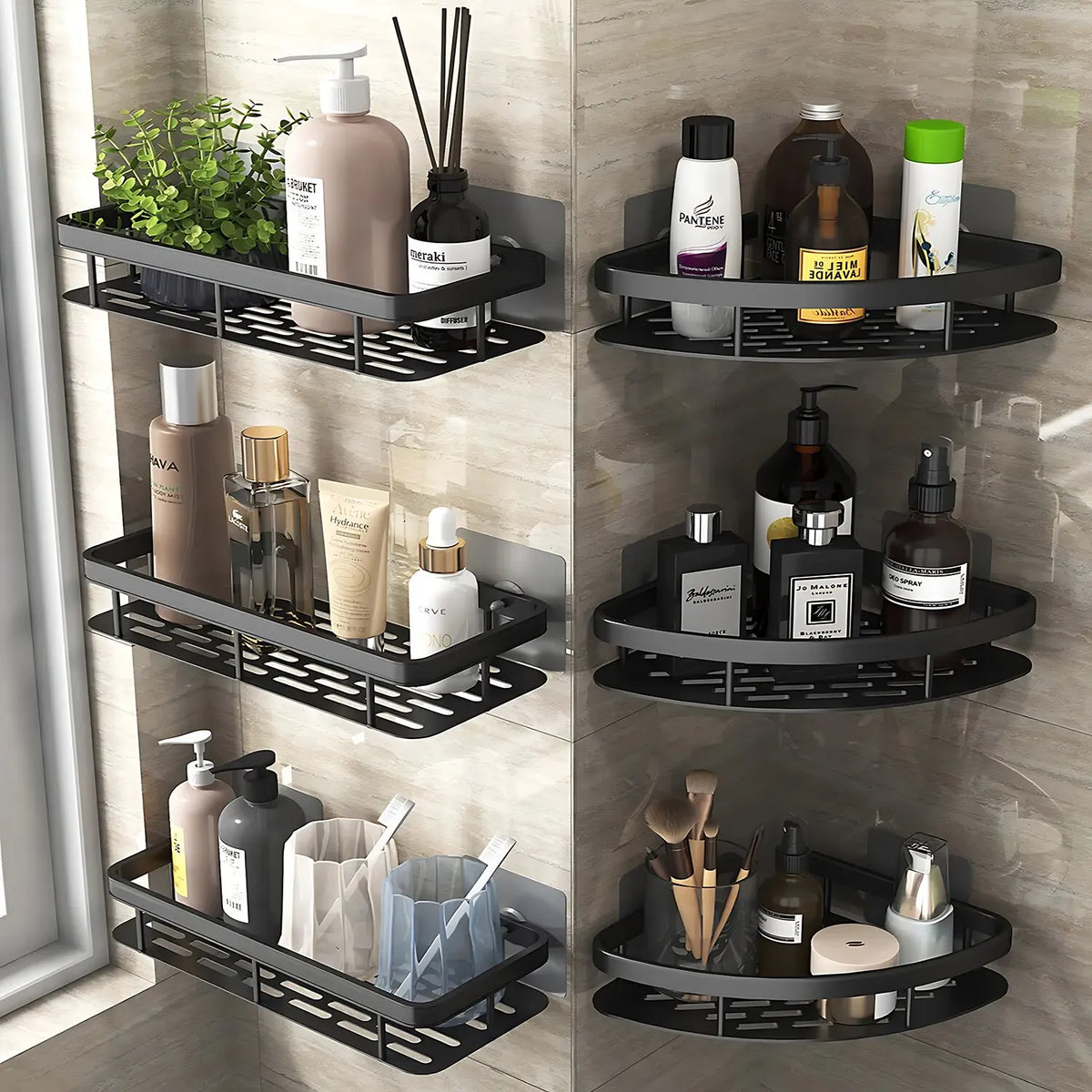 Wall-Mounted Shower Shelf & Towel Bar