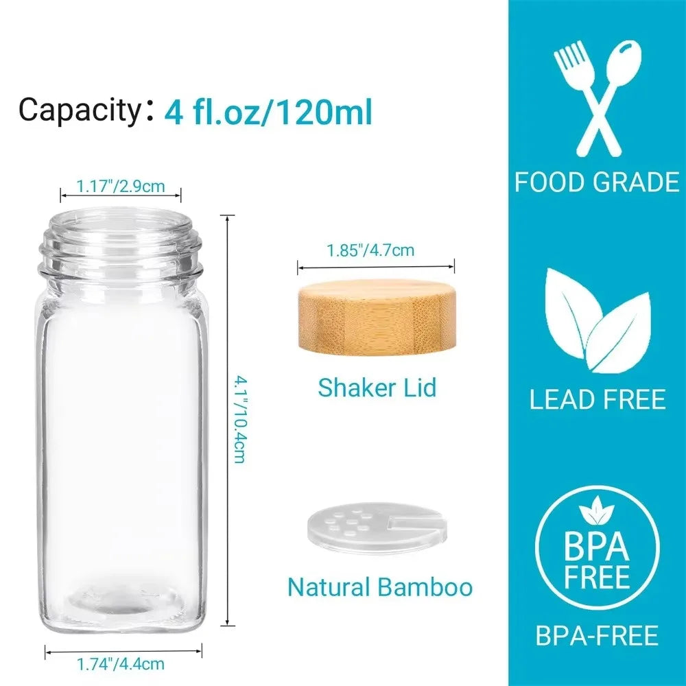 Glass Spice Jars with Bamboo Lids