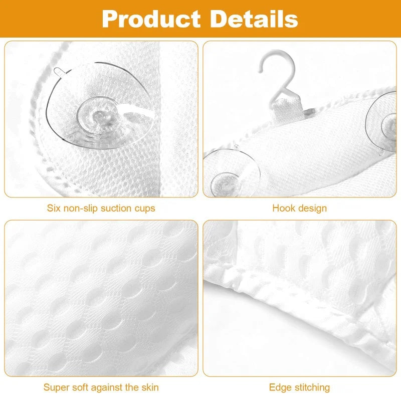 Non-Slip Bath Pillow with Suction Cups