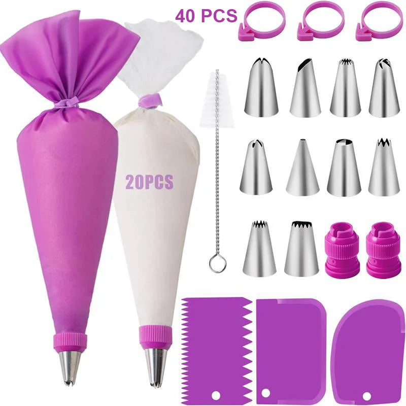Silicone Piping Bags & Tips Set