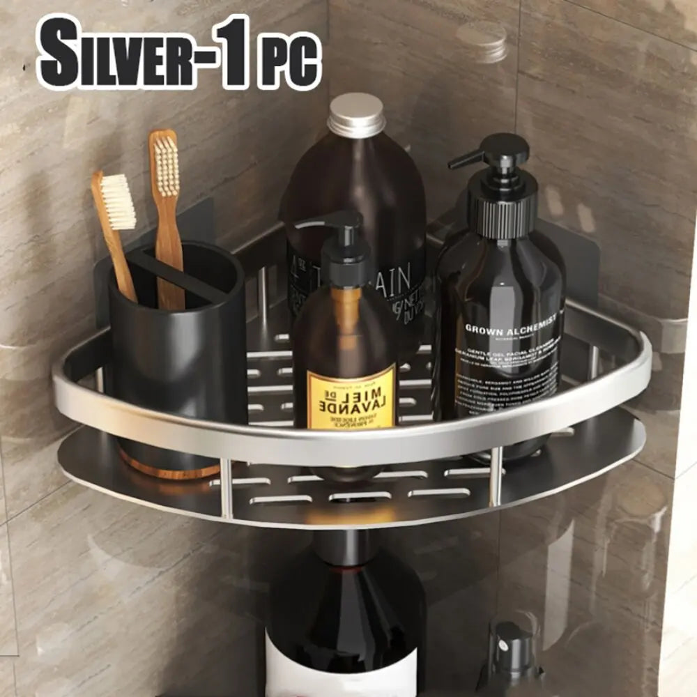 Wall-Mounted Shower Shelf & Towel Bar