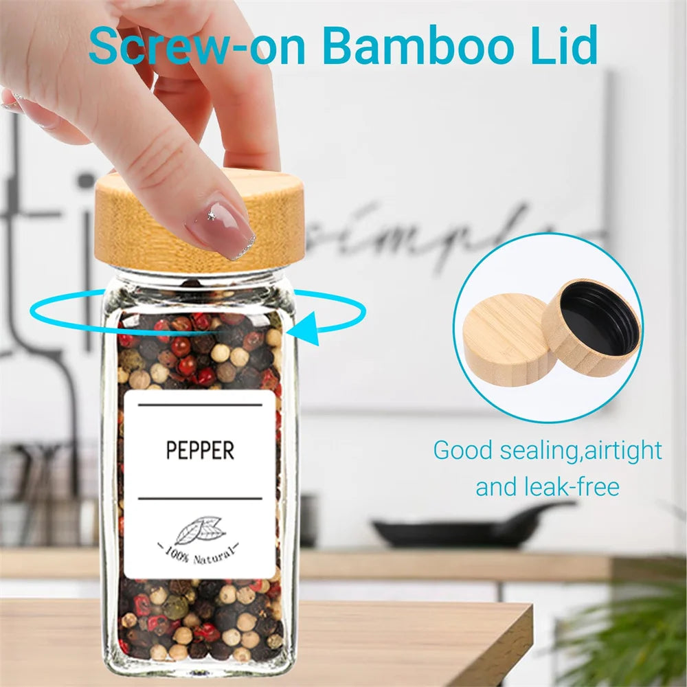 Glass Spice Jars with Bamboo Lids