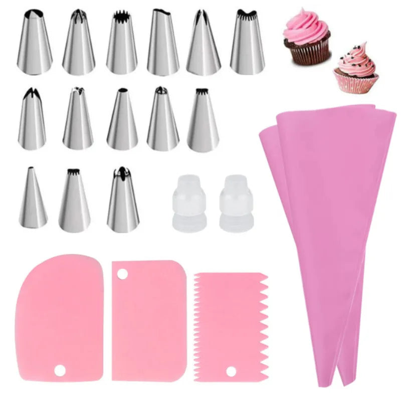 Silicone Piping Bags & Tips Set