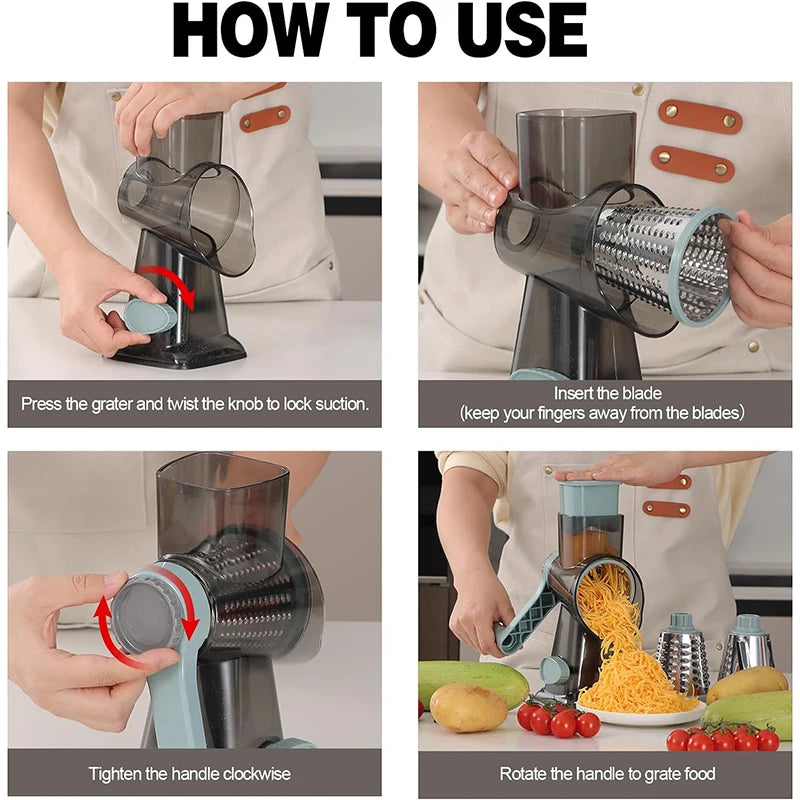 3-in-1 Rotary Cheese Grater
