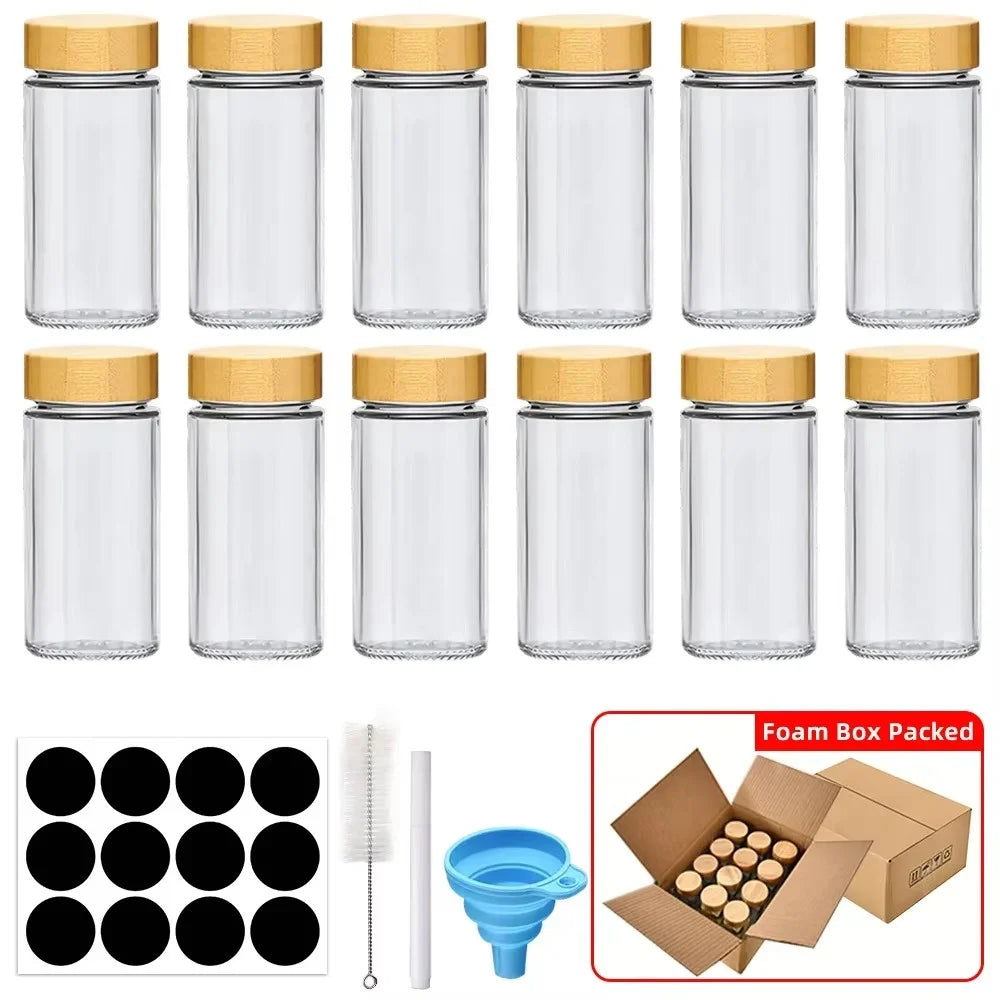Glass Spice Jars with Bamboo Lids