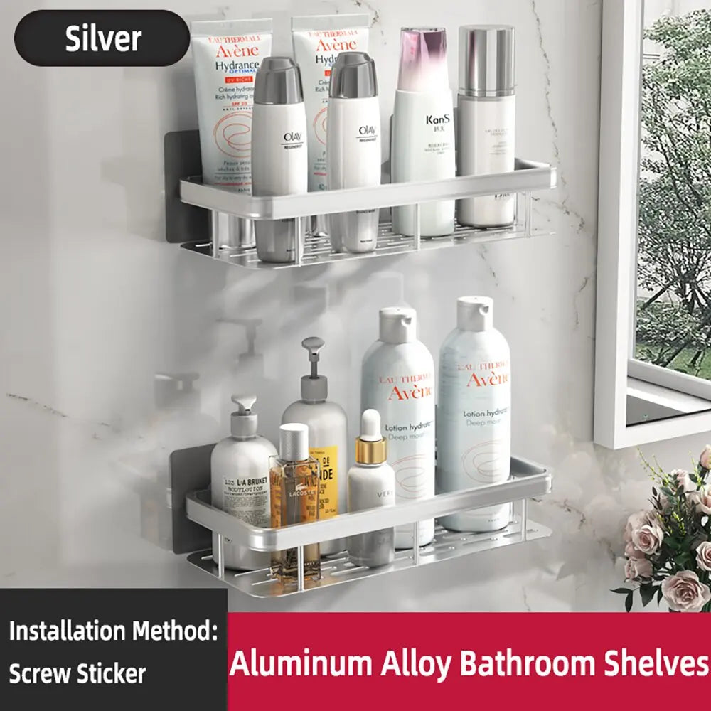 Wall-Mounted Shower Shelf & Towel Bar