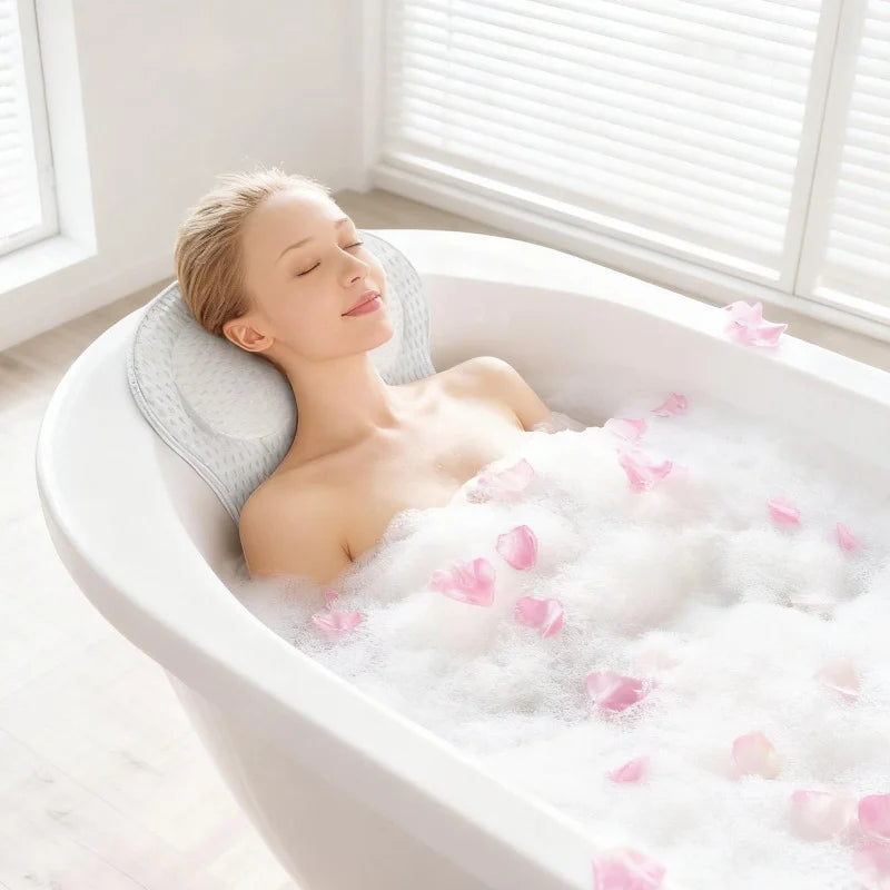 Non-Slip Bath Pillow with Suction Cups